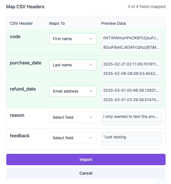 Data import interface