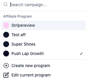 Program settings dashboard